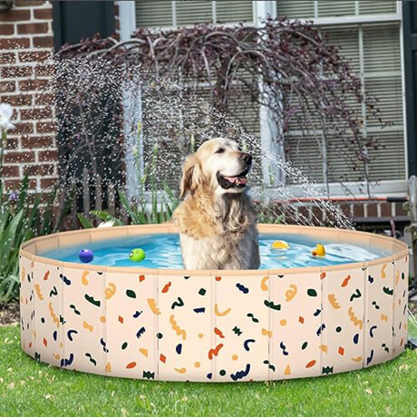 Piscina Plegable P/Mascota 100x20cm PVC Fácil de Guardar Beige