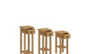Conjunto Set De Mesas Pedestal Madera Maciza Linea Mexicana Natural