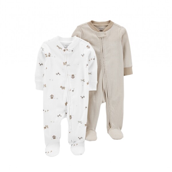 Enterito X2 algodón Carters con pie Farm Beige Enterito X2 algodón Carters con pie Farm Beige