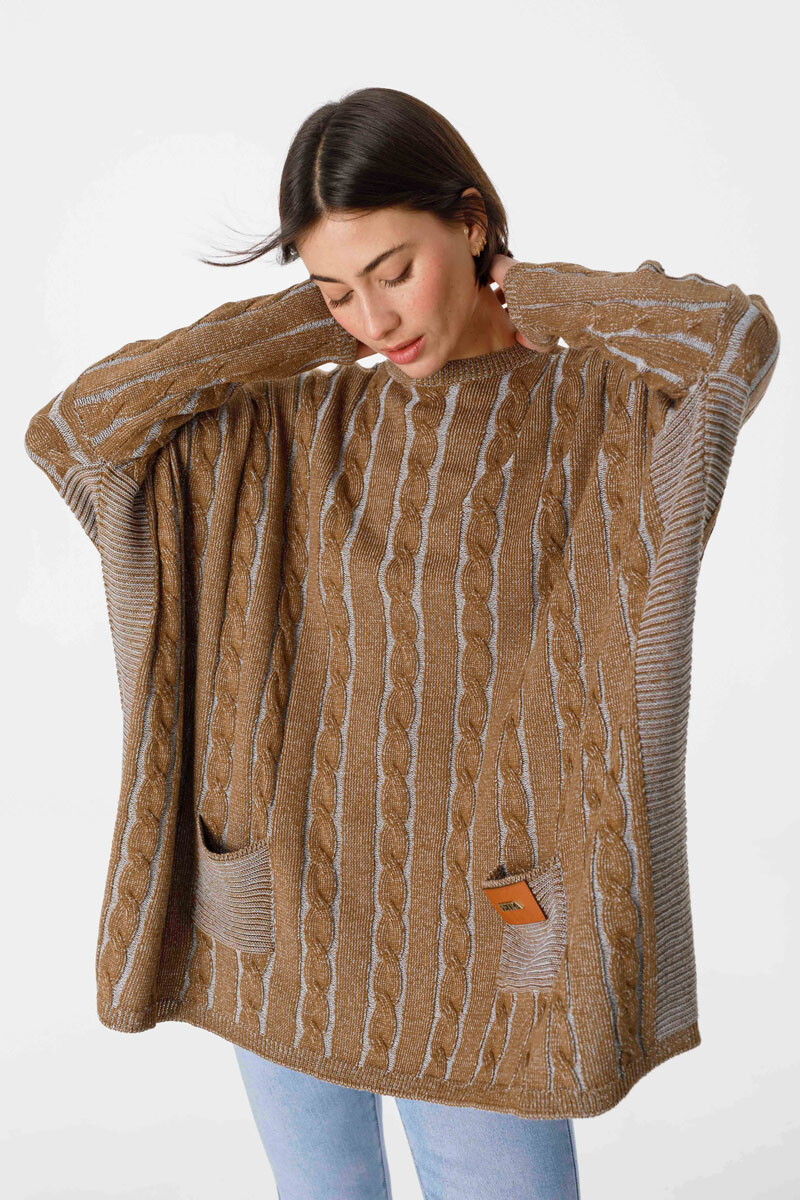 Sweater Oceano Celeste/Camel