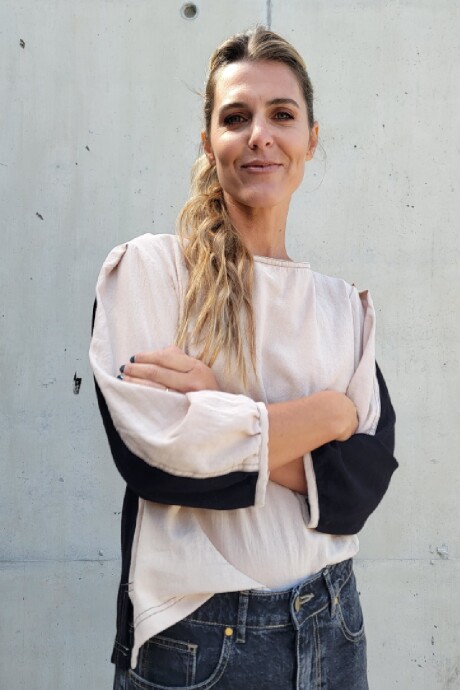 Blusa lagos Combinada negro y beige