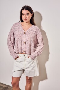 Cardigan Texturado Rosa Viejo