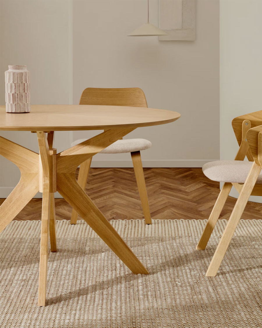 Mesa redonda Naanim de chapa de roble Ø 100 cm