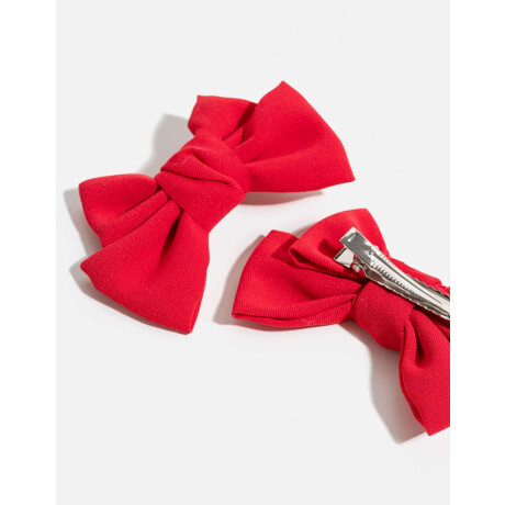 Set De Horquillas Con Moños Rojo Cereza