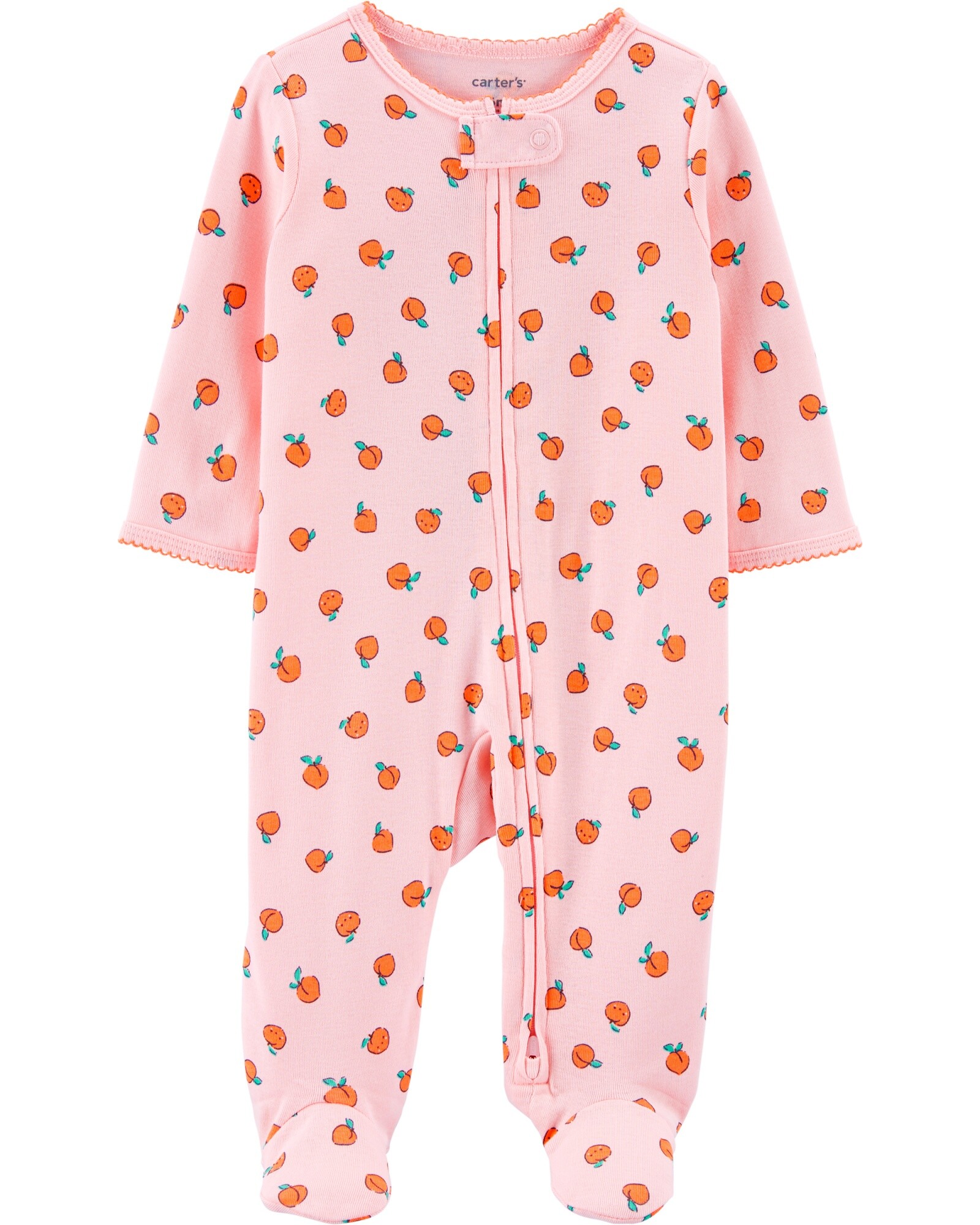 Pijama de algodón con pies diseño duraznos Sin color