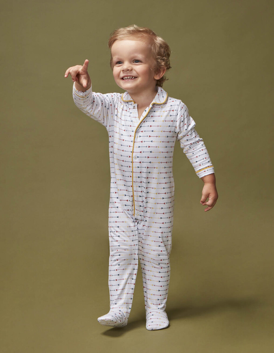 Pijama De Punto Estampado - Blanco Optico 