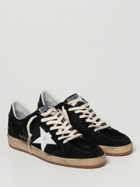 Golden Goose-Championes acordonados de gamuza, Ballstar Negro