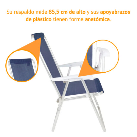 Set Playa Sillax2 Alta Conforto Sannet + Conservadora 18 Lts Azul Marino