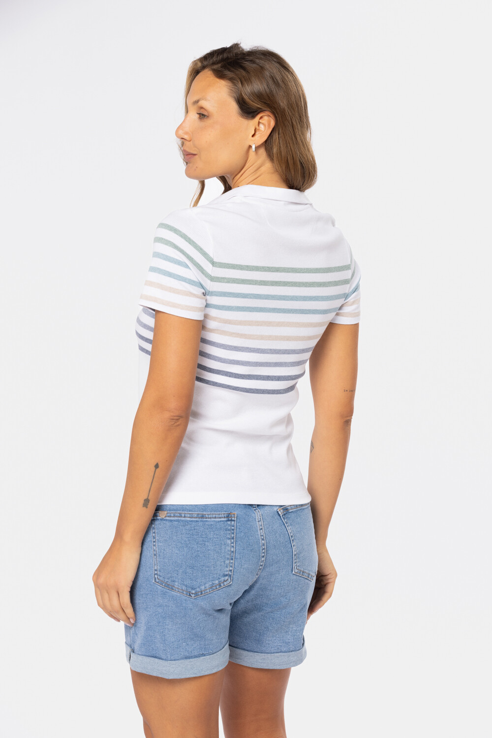 REMERA POLO RAYADA Blanco