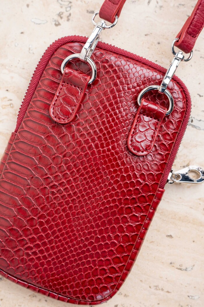 Porta Celular Croco Combinado Rojo