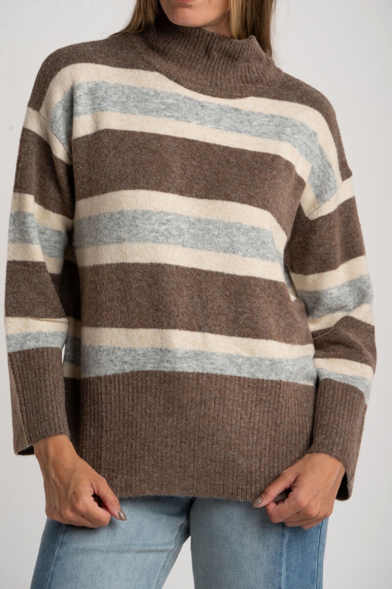 Polera Rayada Marrón