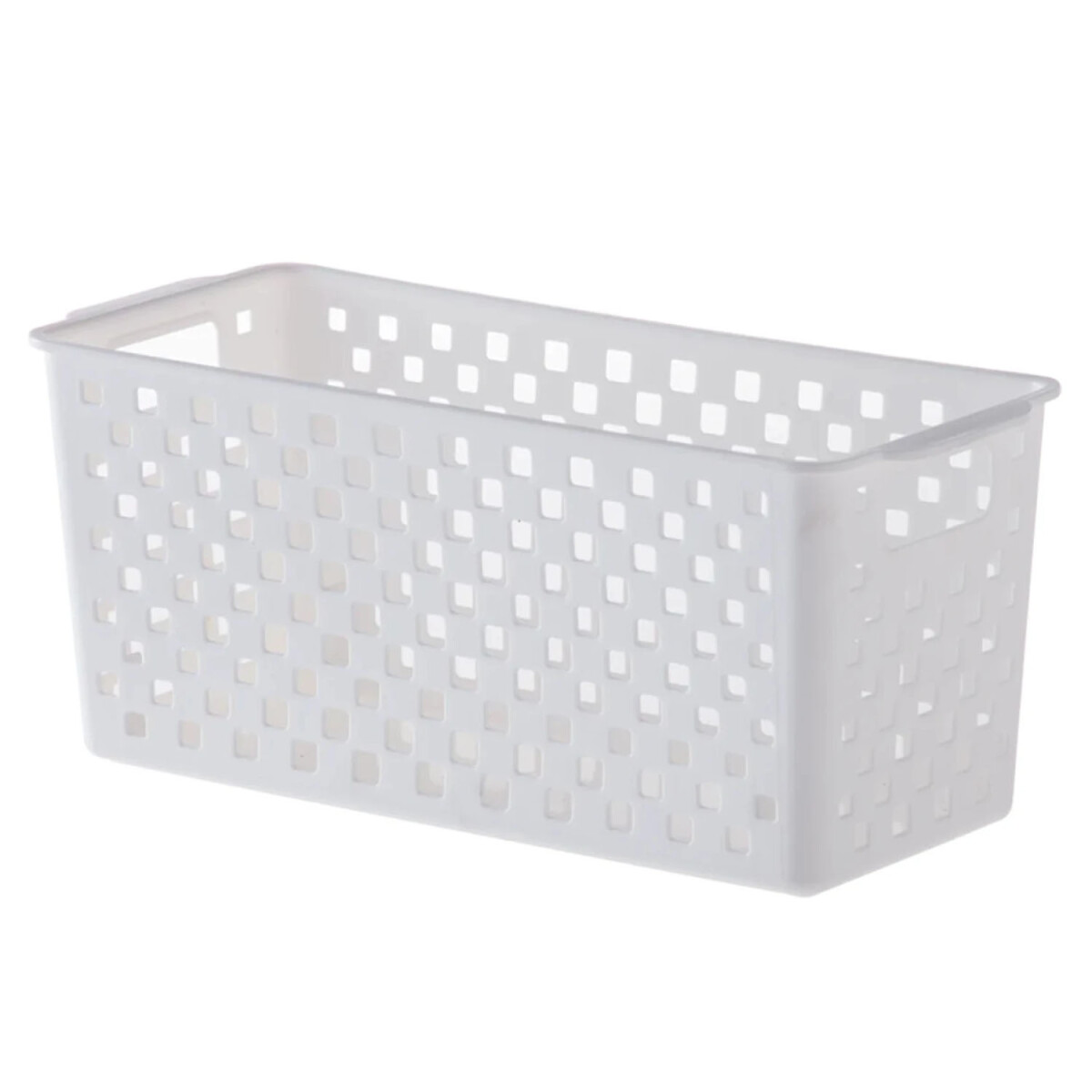 Caja Cesto Organizador Plástico Calado Quadratta 27x12x12Cm - Blanco 
