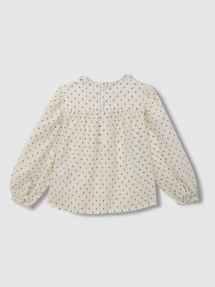 Blusa De Plumeti Con Detalles Blanco Optico