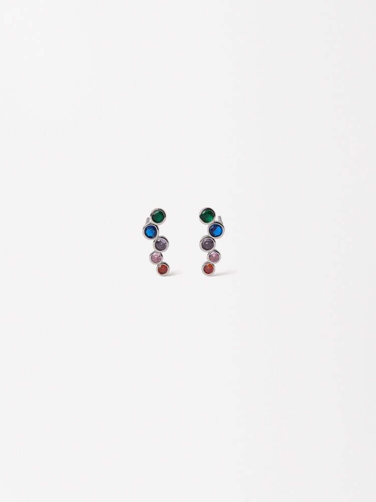 Pendientes Con Circonitas - Plata De Ley 925 multicolor