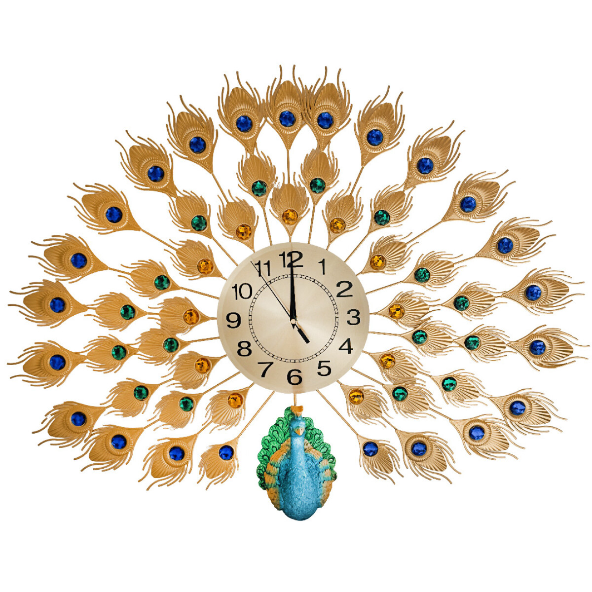 Reloj De Pared Pavo Real Frontal Grande 