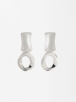 Pendientes Largos Geométricos plateado