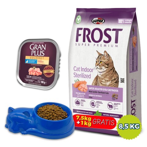FROST GATOS ADULTOS Y/O CASTRADOS 7.5 + 1 KG GRATIS + PATE + PLATO DE REGALO