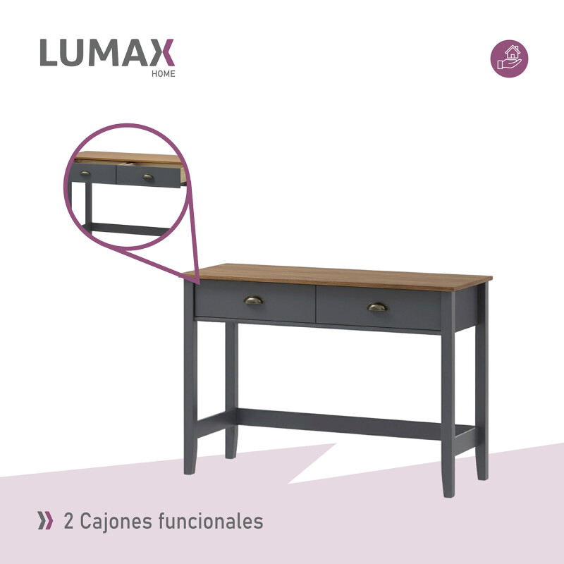 Mesa de Arrime Lumax Recibidor y Aparador 2 cajones gris oscuro Mesa de Arrime Lumax Recibidor y Aparador 2 cajones gris oscuro