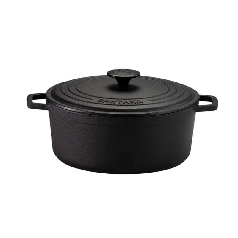 Olla de Hierro Fundido Negra 20 cm con Tapa y Asas OLLA HIERRO C/ASA
