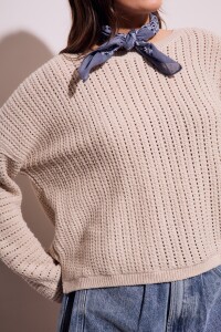 Sweater Texturado Lurex Beige Melange