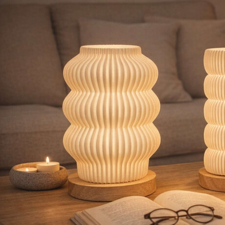 Lámpara veladora Dona con base en madera - 12x22cm Blanco