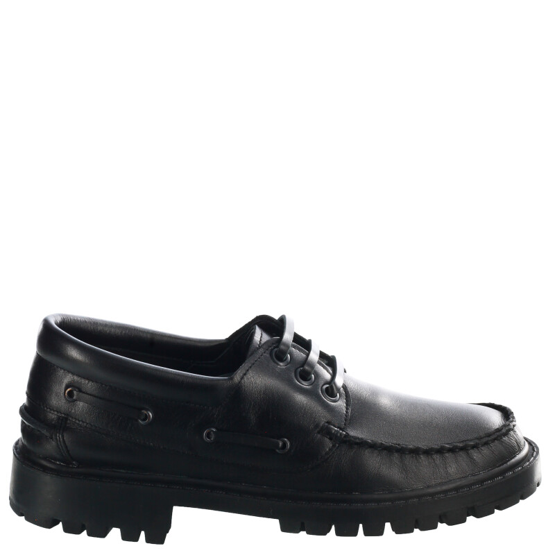 Zapatos Infantiles Croco Kids Leñador Colegial de Cuero Negro