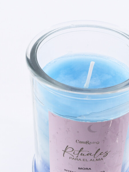 VELA FRASCO VIDRIO TAPA FRUTILLA AZUL