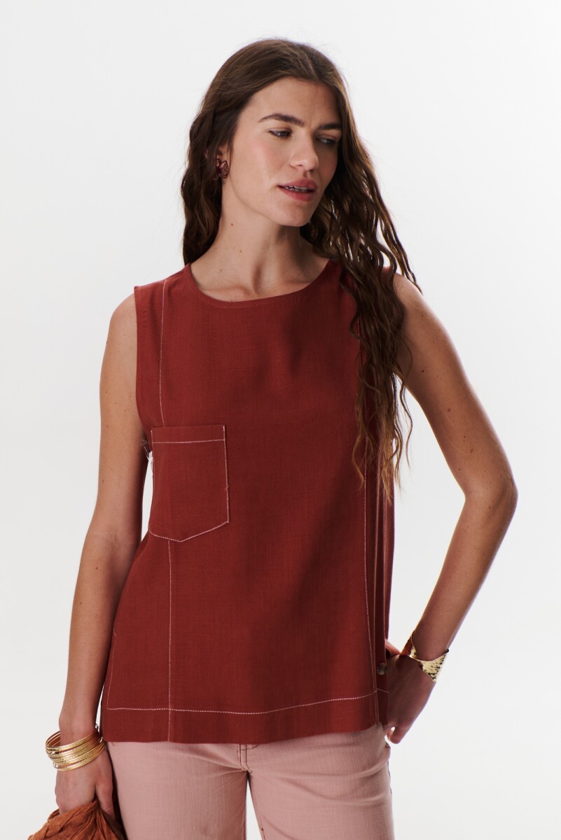 TOP LINO POCKET - ROJO 