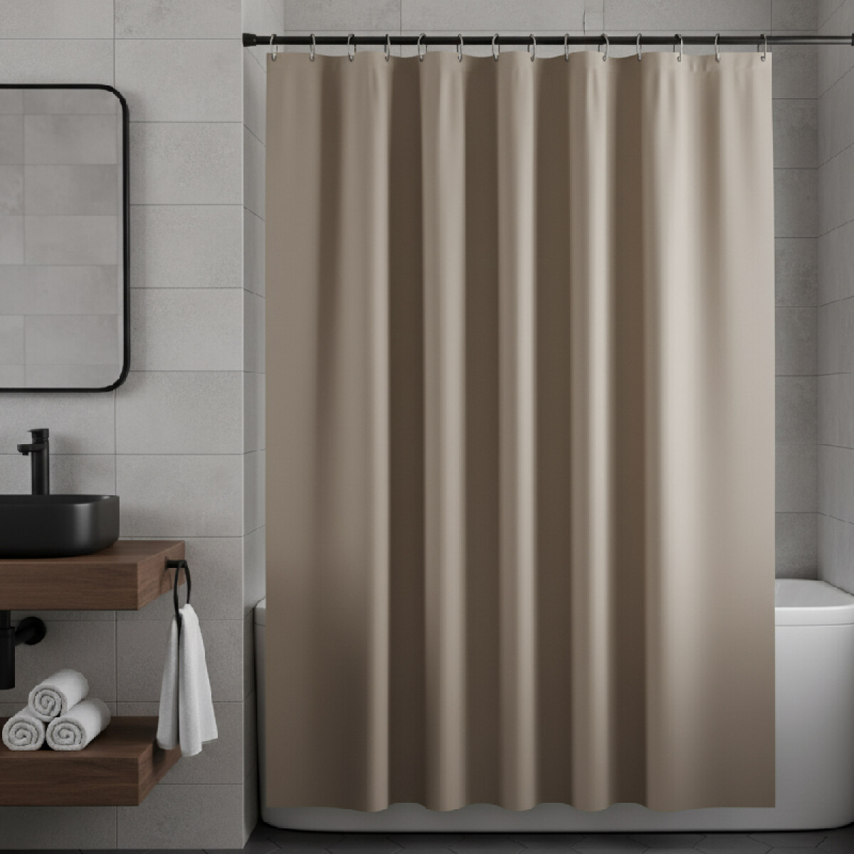 Cortina de baño lisa - beige 