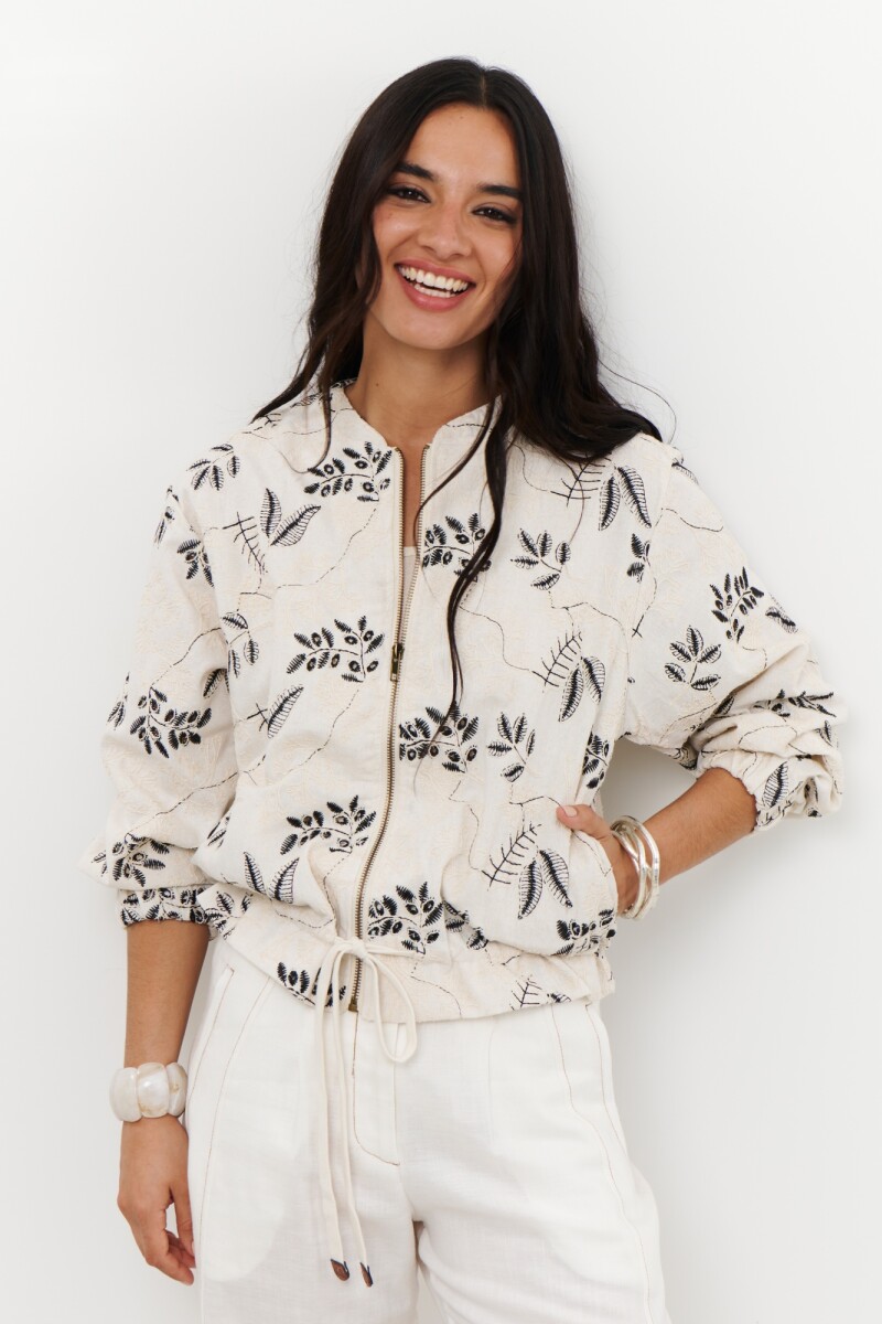 BOMBER BORDADA NATURAL