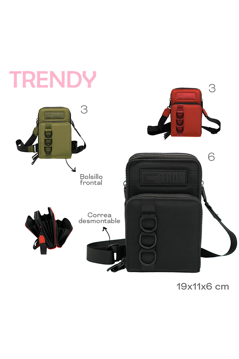 Billetera con correa desmontable Verde militar