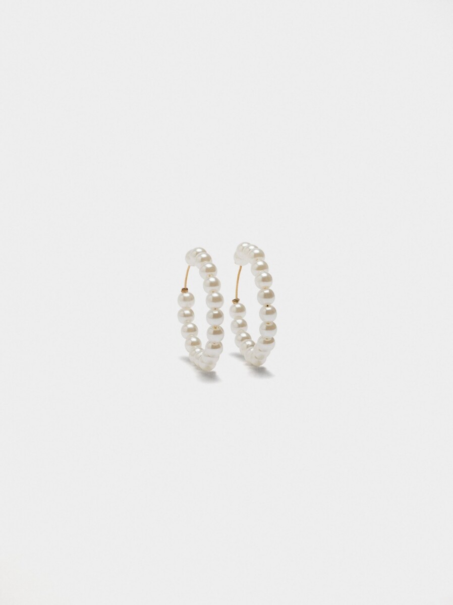 Aros Con Perlas - blanco 