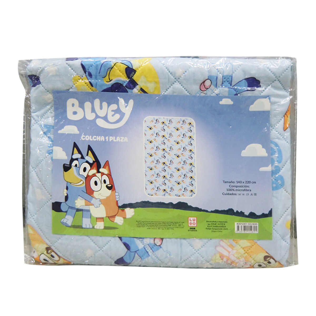 Colcha Infantil Bluey 1 Plaza 100% Microfibra 