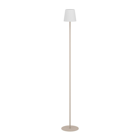 Lámpara de pie E14 acero beige y pant. tela blanca EG6072