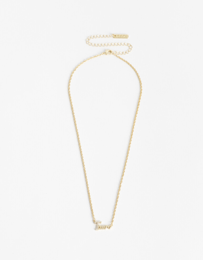 Cadena Corta con Dije Cubic zirconia Collar Con Dije Zodiac De La Línea Delicates. - Dorado