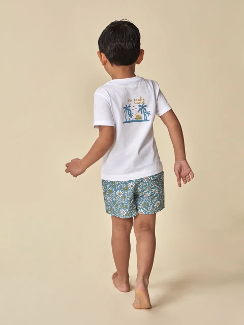 Camiseta Blanca Con Estampado Palmeras Blanco