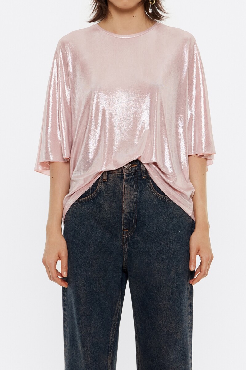 CAMISETA BOXY METALIZADA Gris