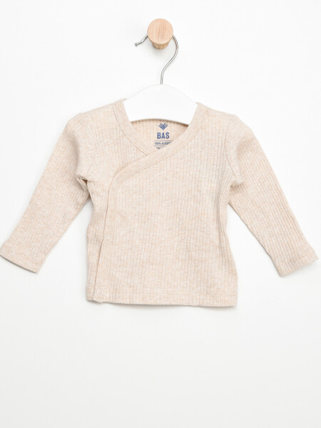 Batita manga larga en rib Beige Melange