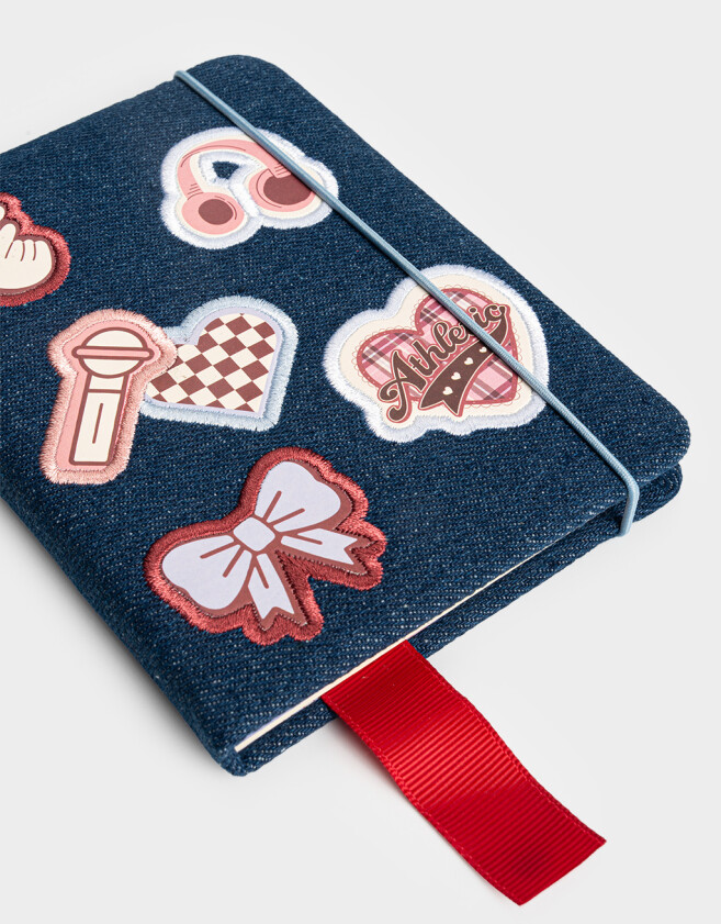 Anotadores Cuadernos y Memos Cuaderno A6 De Denim Con Parches - Azul Medio
