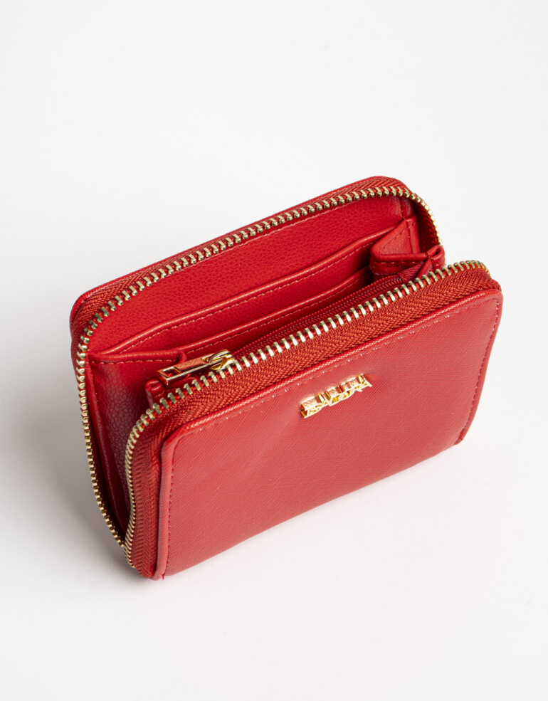 Billetera Zip Round Billetera Cuadrada Coral - Coral Oscuro