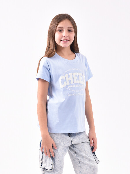 REMERA ESTAMPADA CELESTE