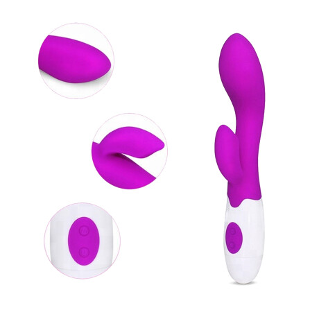 Vibrador Con Doble Estímulo Desing Curvo Recargable USB Fucsia