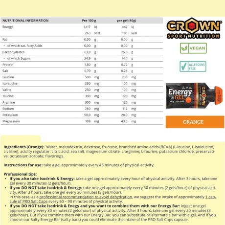 Energy Gel Crown Caja 12 unidades Naranja