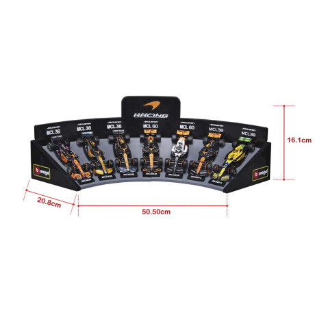 Set X 7 Autos Mclaren Con Exhibidor Formula 1 Bburago Escala 1:43