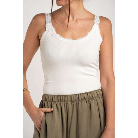 Musculosa Con Encaje Off White