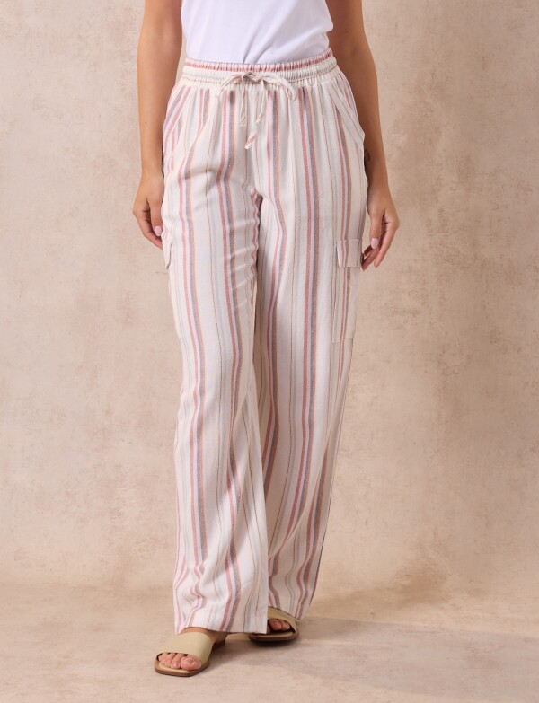 Pantalon Cargo Lino CRUDO/MULTI