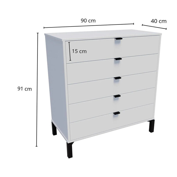Cómoda Marden De 5 Cajones Vertical/ Blanco CóMODA MARDEN DE 5 CAJONES VERTICAL/ BLA