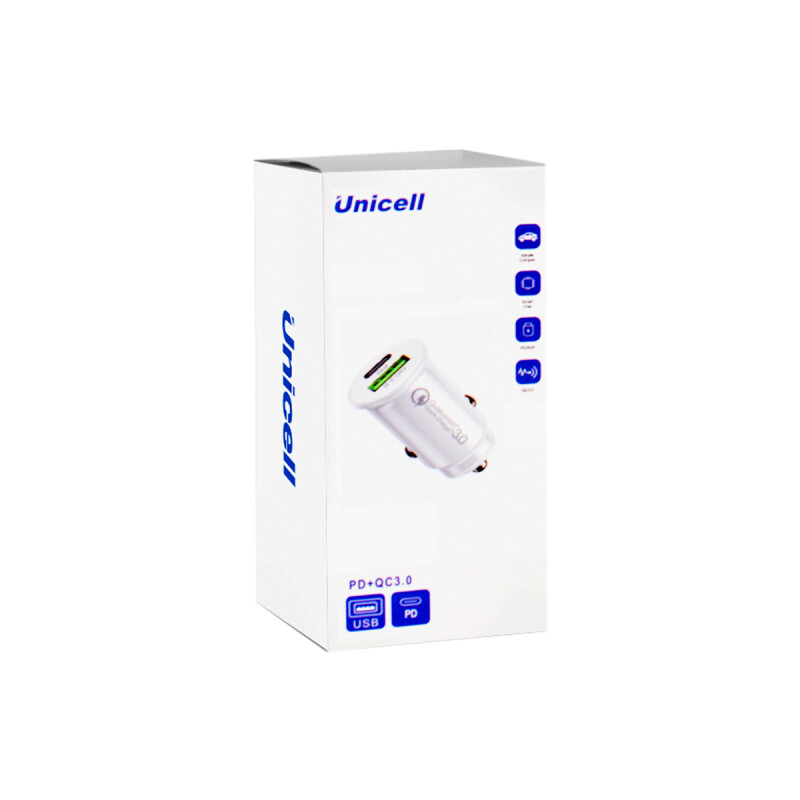 Ficha cargador Unicell para auto USB-A y USB-C Ficha Cargador Unicell Para Auto Usb-a Y Usb-c
