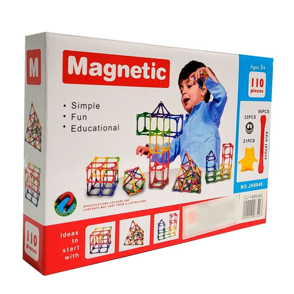 Palos magnéticos en infinita variedad Nuevo sistema magnético 110 pcs 