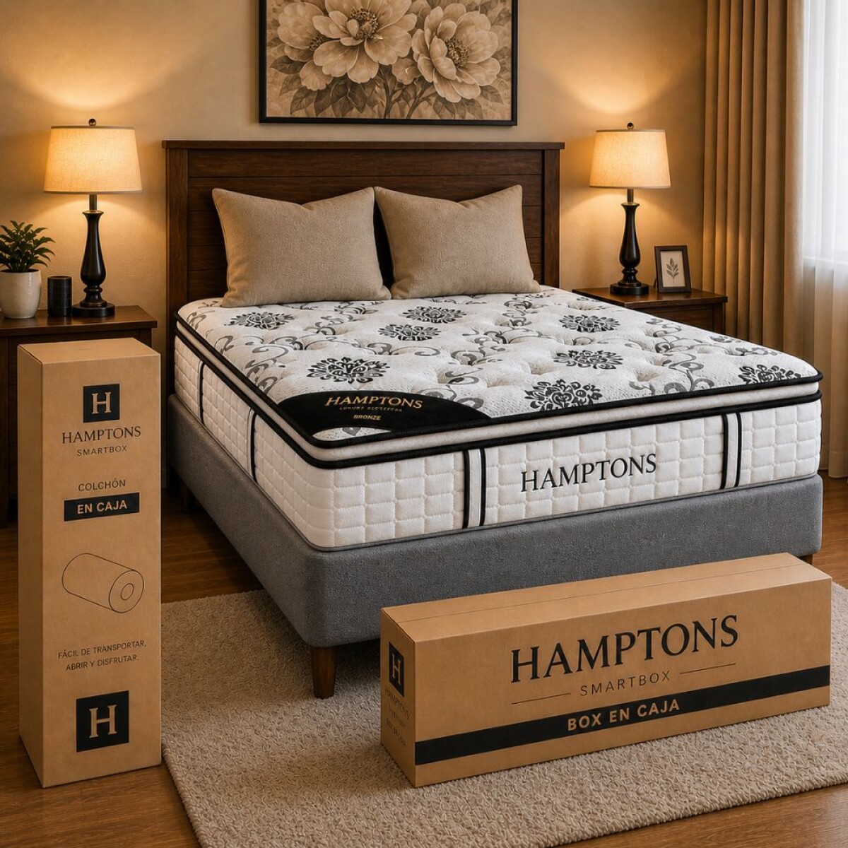 Sommier Queen HAMPTONS Hybrid Bronze - Gris 
